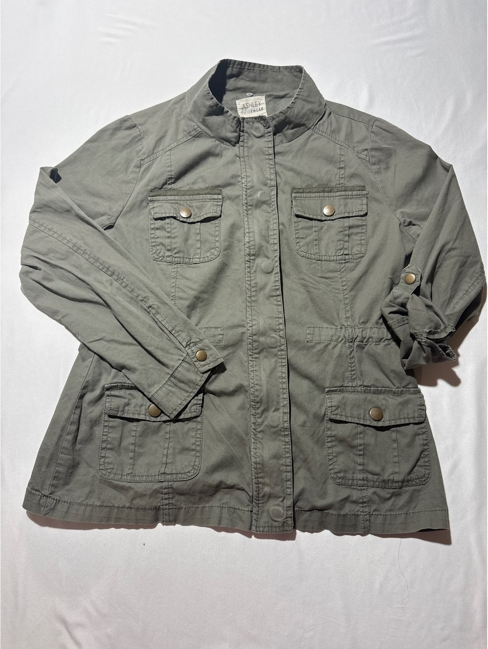 Ashley International Olive Green Utility Jacket - Size 1 (US